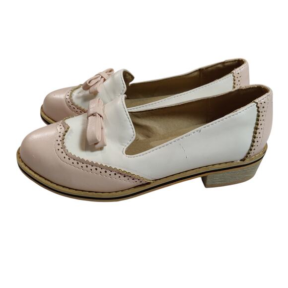 Galo Regalo Size EU 36 US 6 Pink Saddle Shoe Spectator Oxford Brogue Loafer - Picture 2 of 8